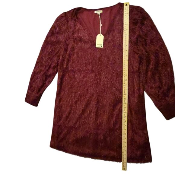 NWT Jodifl Eyelash Shirt Dress Small Midi Wine Fall Party Formal Lined - Picture 6 of 7